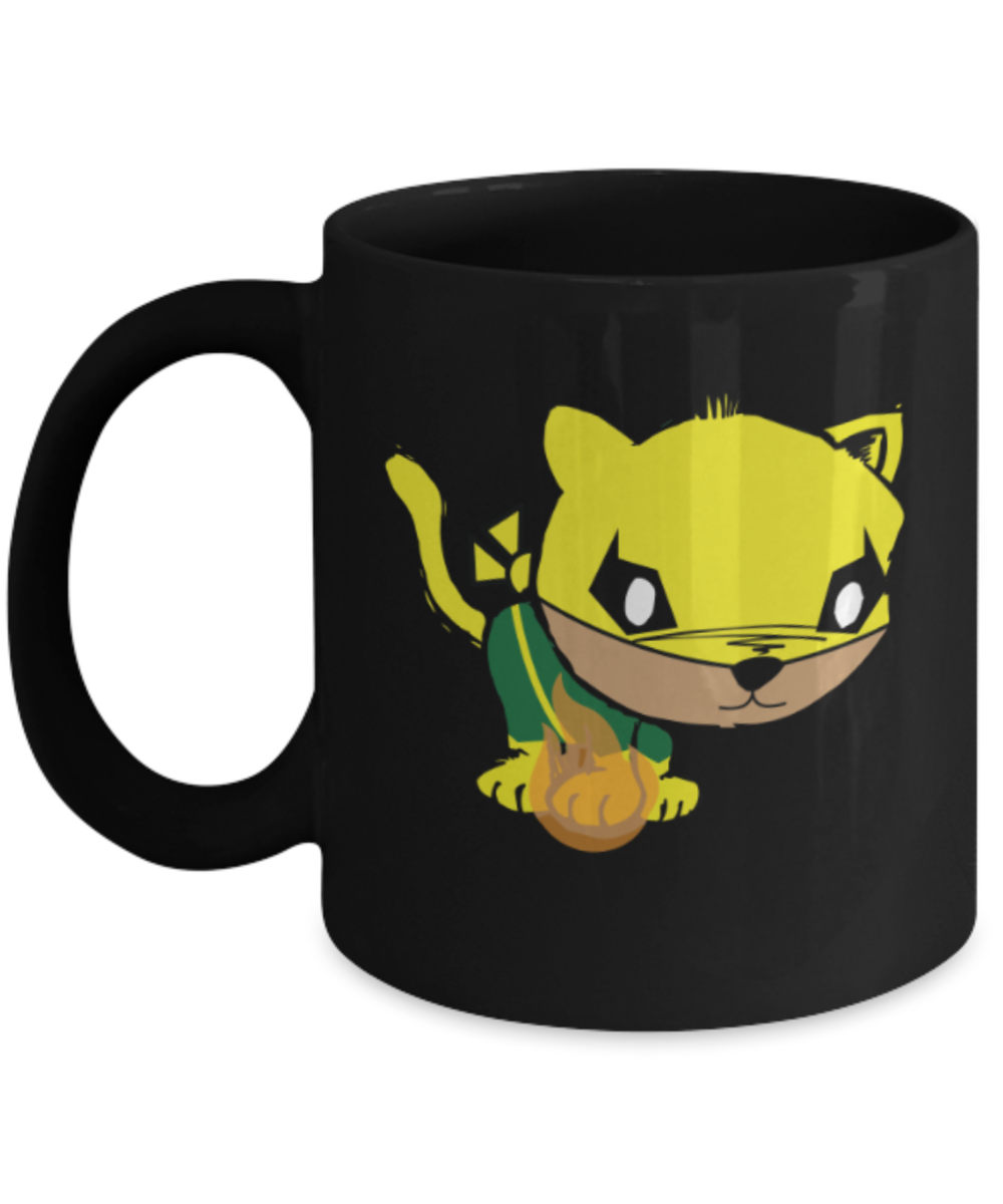 Gift gor cat lovers , Kitten fist - Black Coffee Mug Porcelain Tea Cup 11 oz - Great Gift