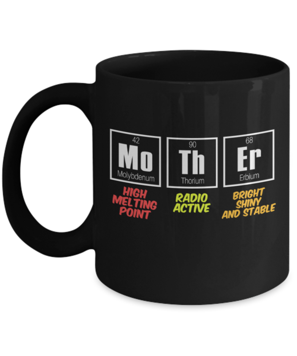 Mothere day gift - Mother Elements Funny - Black Porcelain Coffee Mug Cute Ceramic Cup 11 oz