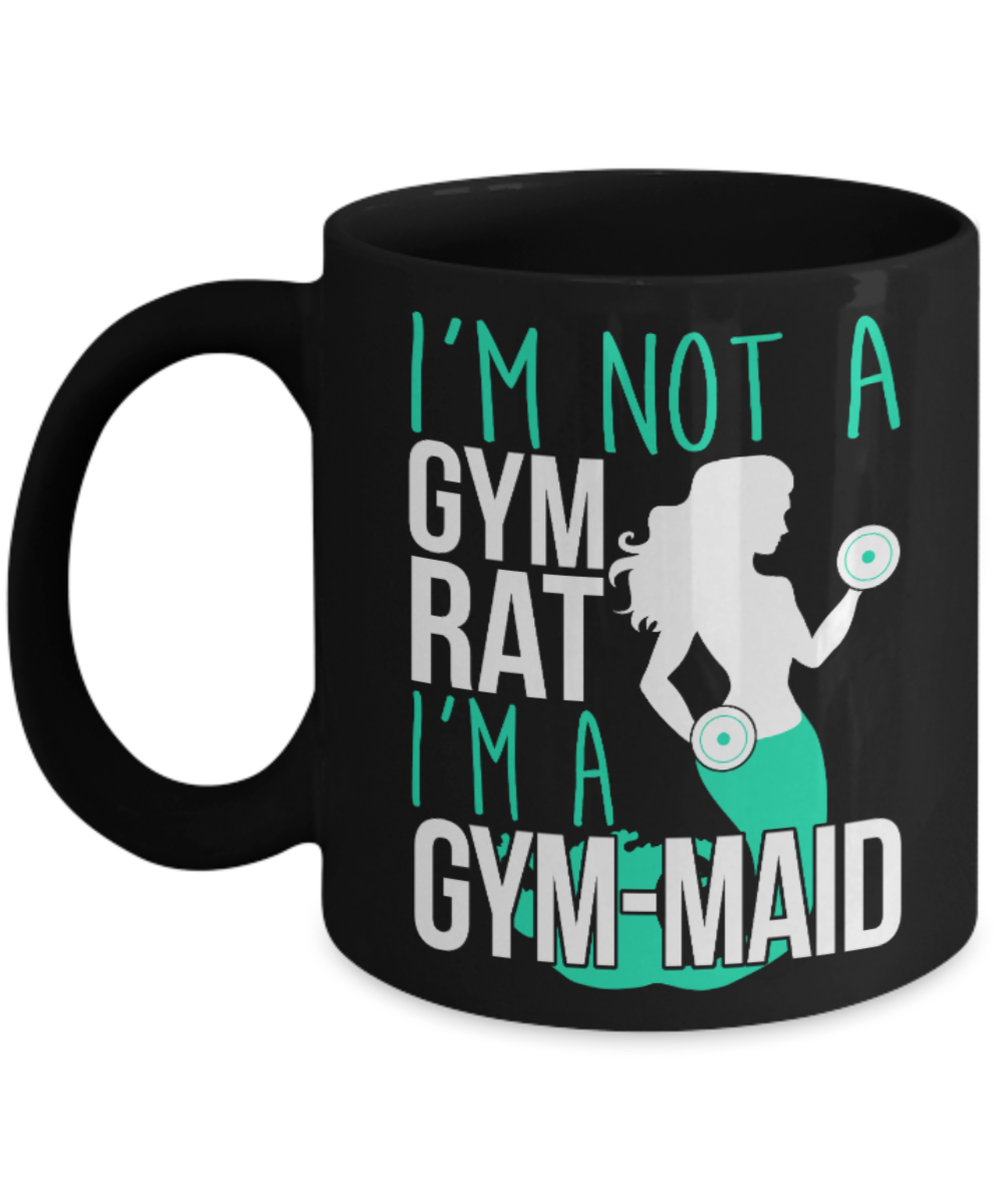 Gym Lovers Mugs , Gym Maid - Black Coffee Mug Porcelain Tea Cup 11 oz - Great Gift