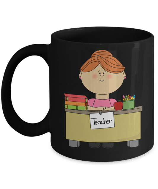 Teacher Coffee Mug - Black Porcelain Coffee Cup,Premium 11 oz Black coffee cup