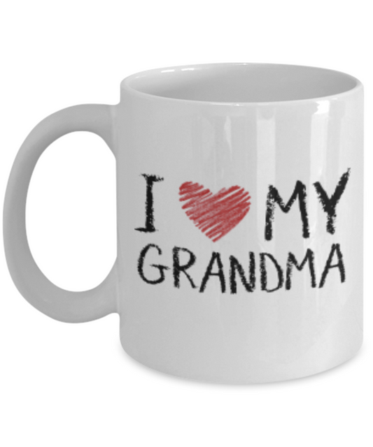 I Love My Grandma Coffee Mug - White Porcelain Coffee Cup,Premium 11 oz White coffee cup