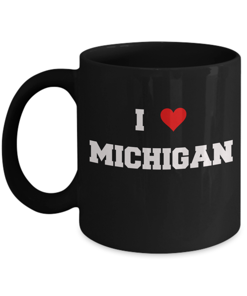 Michigan Tea Coffee Mugs,I Love Michigan USA States Ceramic Black Coffee Mug Tea Cup Gifts Mugs 11 oz Funny Mugs
