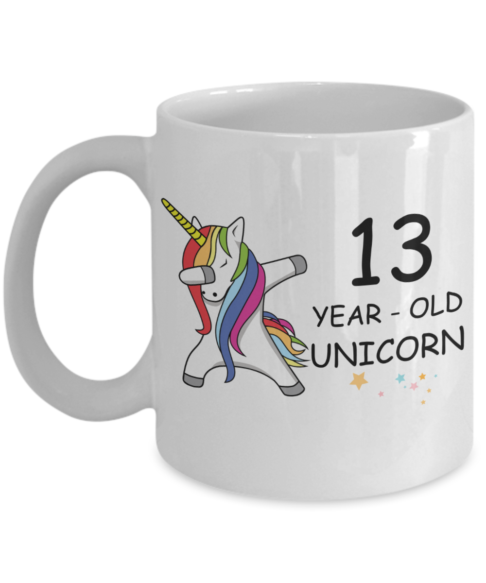 Unicorn Birthday gift 13th Birthday Gift for Women - 13 Year Old Unicorn Dabbing Mug - Funny White Porcelain Coffee 11 oz, 13th Anniversary Bday Gift for   Grandma, Mom, Sister, Bestie - Legends are Born In 2007