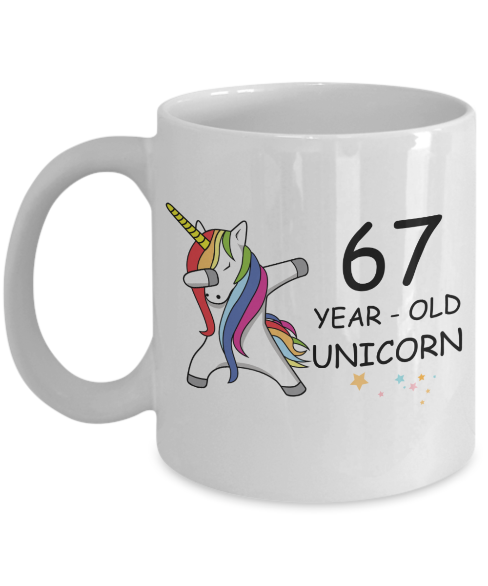 67th Birthday Gift for Women - 67 Year Old Unicorn Dabbing Mug - Funny White Porcelain Coffee 11 oz for Grandma, Mom, Sister, Best Friend, Women, Her - Legends are Born In 1953