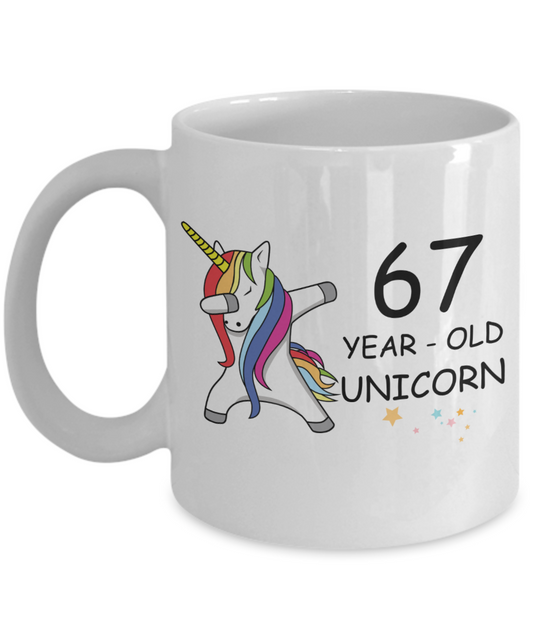 67th Birthday Gift for Women - 67 Year Old Unicorn Dabbing Mug - Funny White Porcelain Coffee 11 oz for Grandma, Mom, Sister, Best Friend, Women, Her - Legends are Born In 1953