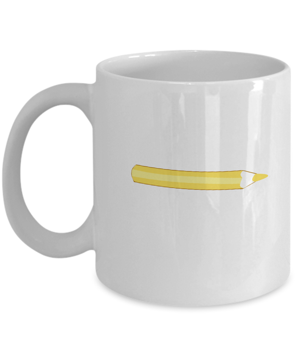 Pencil Yellow 2 White Mugs - Funny Coffee White coffee mugs 11 oz