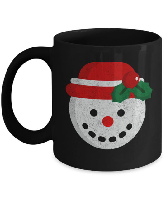 Christmas gift ideas, Snowman - Funny Black Porcelain Coffee Mug Cute Ceramic Cup 11 oz