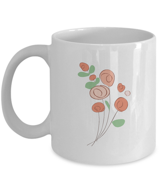 Bouquet Roses Sprigs 2 smooth Coffee Mugs - Funny  White coffee mugs 11 oz