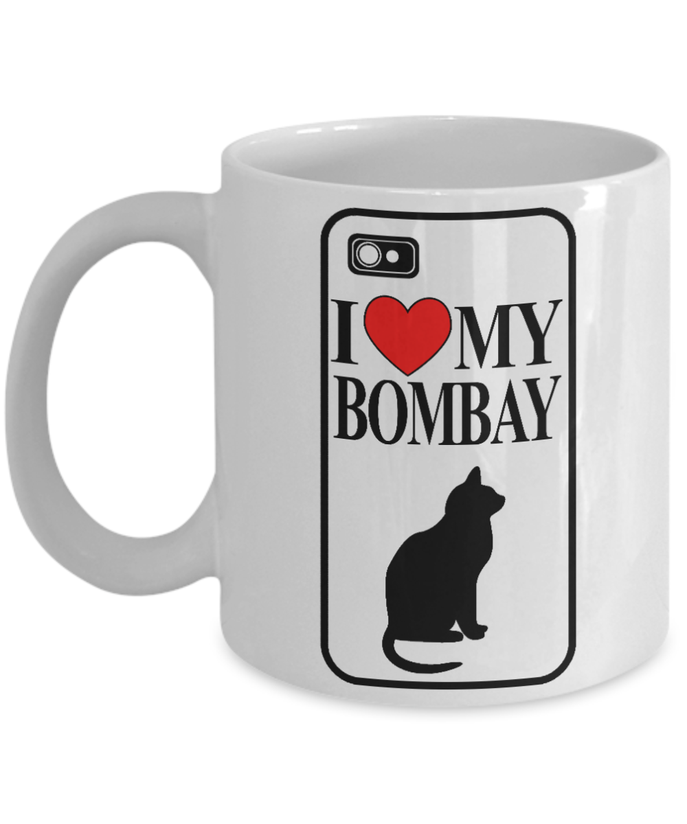 Caticorn Cat lover Gift Coffee mug,I Love My Bombay Cat-White Porcelain Coffee Mug 11 oz