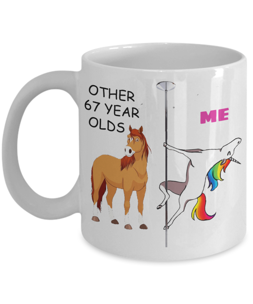 67th Birthday Gift for Women - Other 67 Year Olds Me Unicorn Coffee Mug - Funny White Porcelain Coffee 11 oz for Grandma, Mom, Sister, Best Friend, Women, Her - Born In 1953