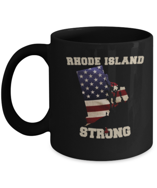 USA State Strong Rhode Island coffee Black mug - Porcelain Black coffee mugs 11 oz