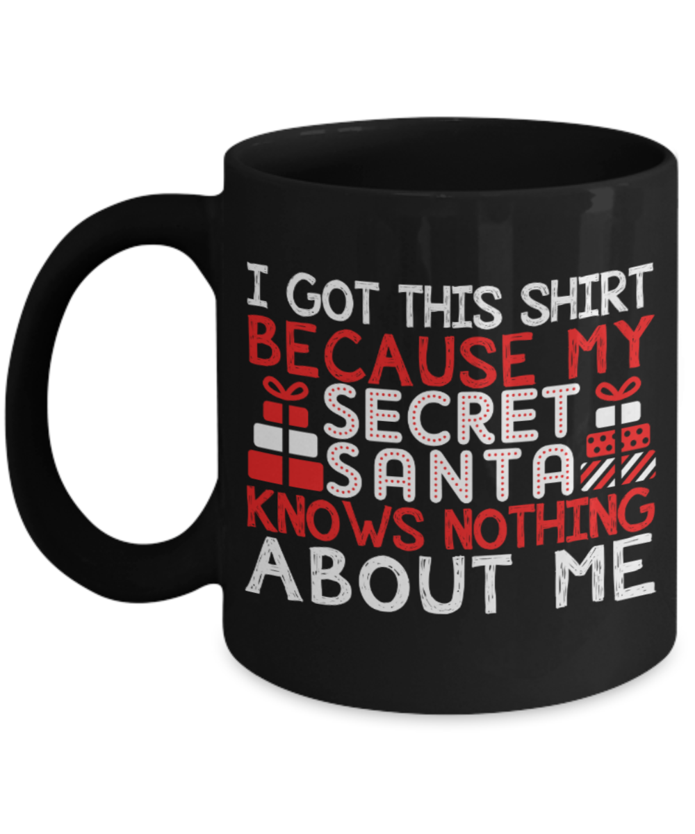 Santa Lovers Mugs , Secret Santa - Black Coffee Mug Porcelain Tea Cup 11 oz - Great Gift