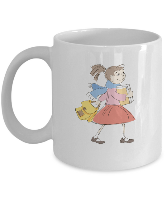 Girl going school coffee mugs - Funny Christmas Kids Gifts White coffee mugs 11 oz