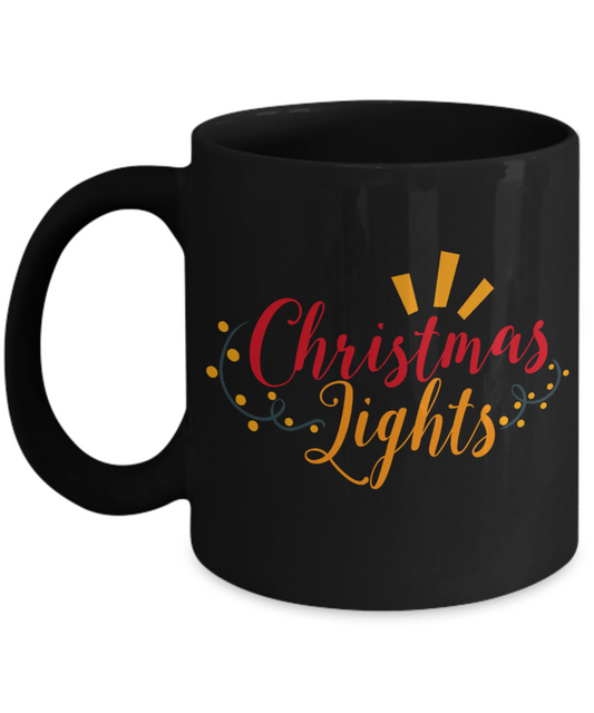 Nightnare before christmas mug - Christmas Lights - Funny Christmas Gifts Mugs, Christmas Gifts for family Ceramic Cup Black, Funny Mugs Gift Ideas 11 Oz