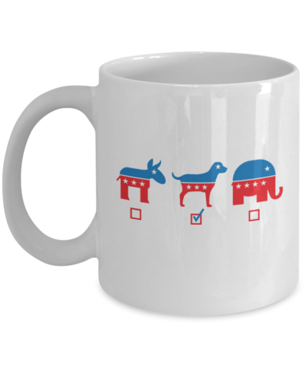 Gift gor dog lovers , My Vote Dog - White Coffee Mug Porcelain Tea Cup 11 oz - Great Gift