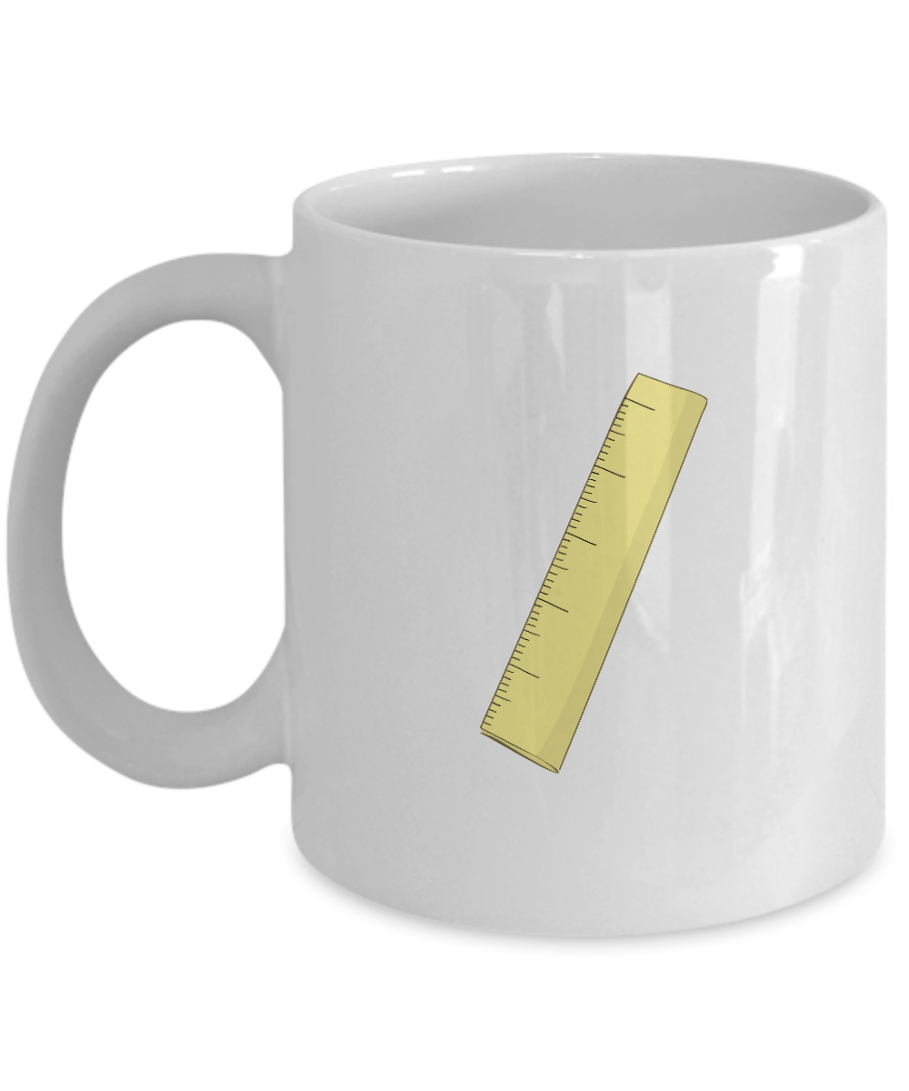 Ruler Yellow White Mugs - Funny Coffee Mugs - Porcelain White coffee mugs 11 oz