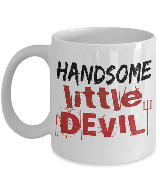 Halloween Coffee Mug, Handsome Little Devil - White Porcelain Coffee Mug 11 Oz For Halloween
