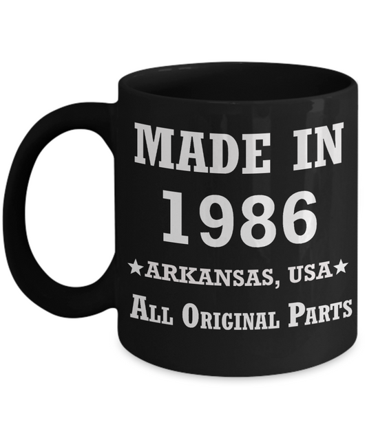 33rd birthday gifts for women - Made in 1986 All Original Parts Arkansas - Best 33rd Birthday Gifts for family Ceramic Cup Black, Funny Mugs Gift Ideas 11 Oz