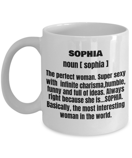 Funny Mug-Adult Definition - First Name Sophia Women Funny White Porcelain Coffee Mug Cute Cool Ceramic Cup 11 oz