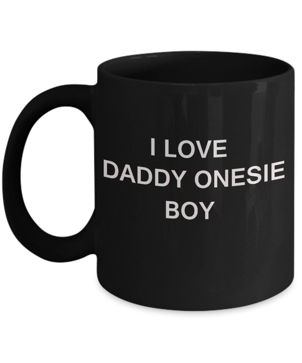I Love Daddy Onesie Boy - Porcelain Black Funny Premium Coffee Mug & Gift Mugs 11 OZ