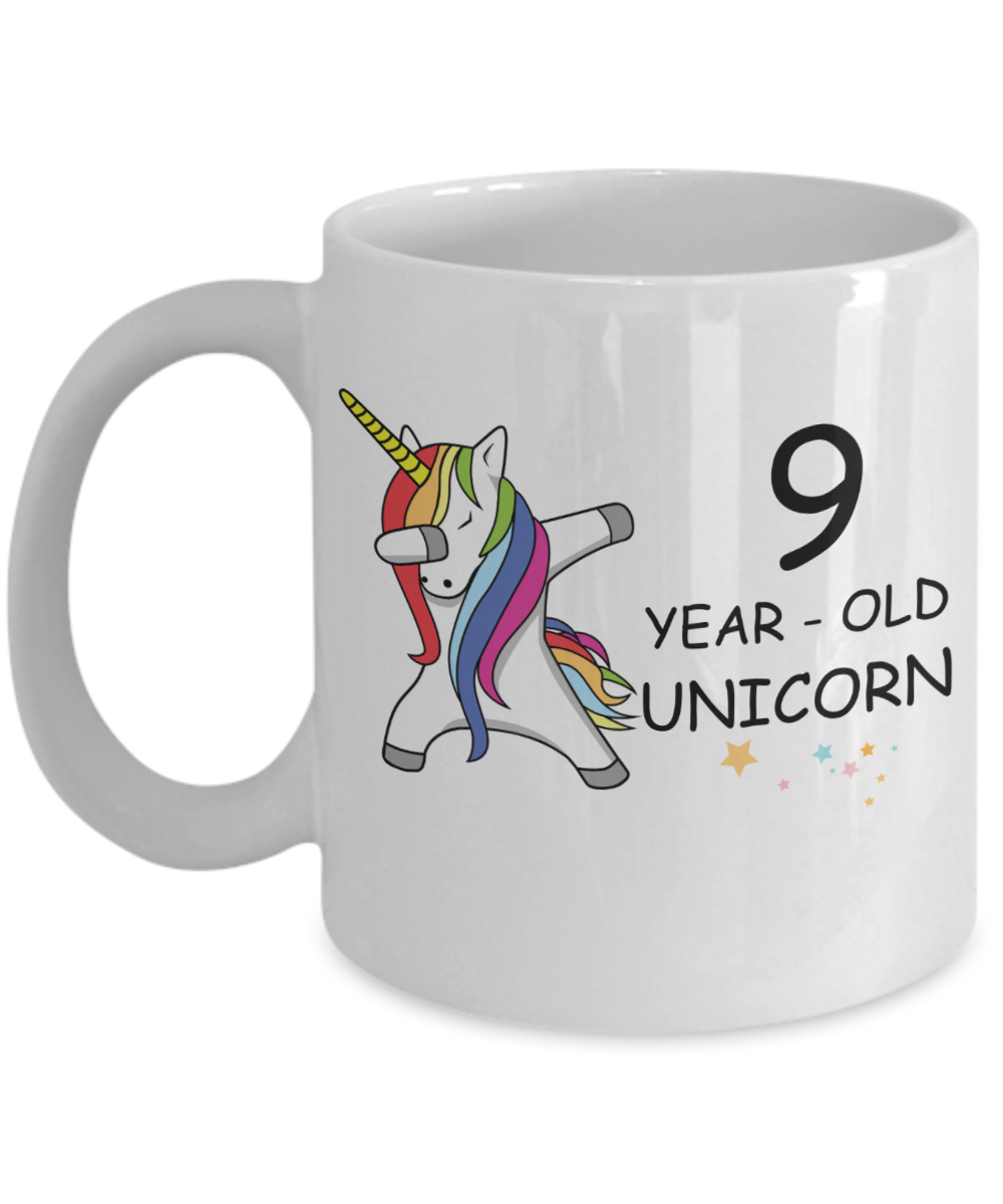 Unicorn Birthday gift 9th Birthday Gift for Women - 9 Year Old Unicorn Dabbing Mug - Funny White Porcelain Coffee 11 oz, 9th Anniversary Bday Gift for   Grandma, Mom, Sister, Bestie - Legends are Born In 2011