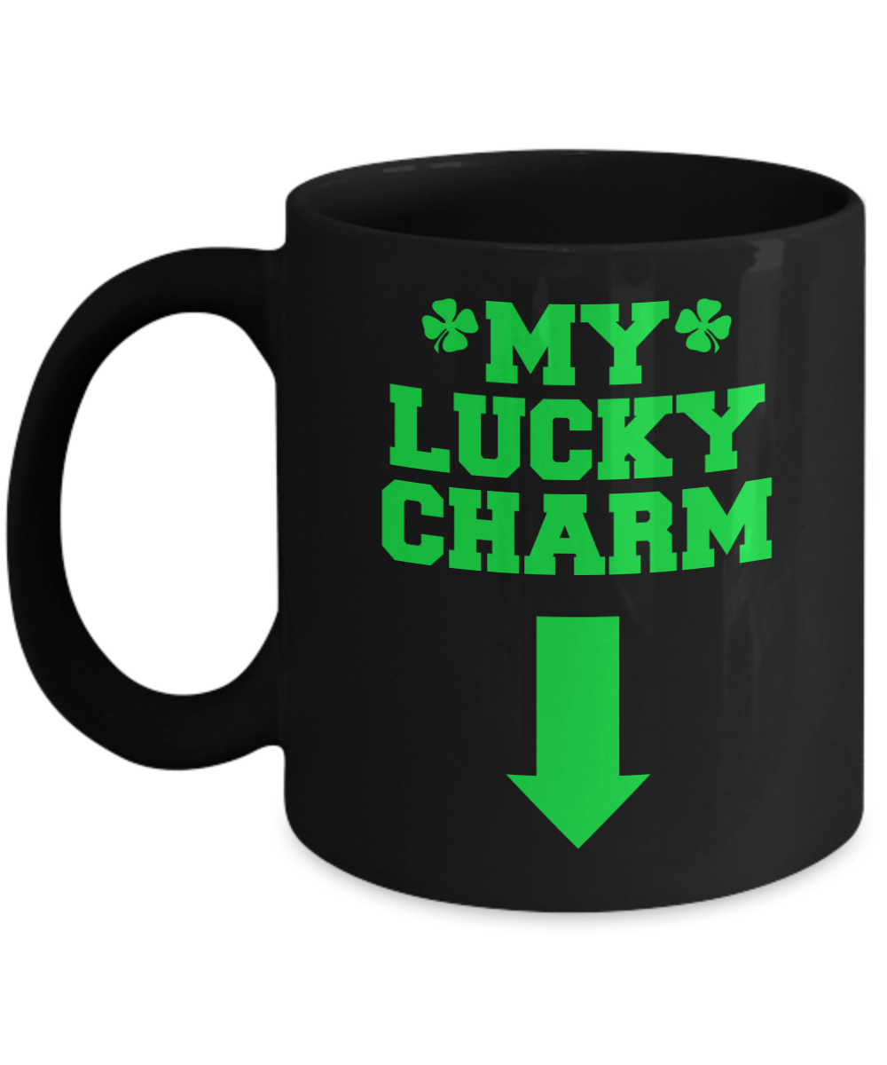 Saint Patrick's Day Personalized Gift Coffee mug, My Lucky Charm-Black Porcelain Coffee Mug 11 oz