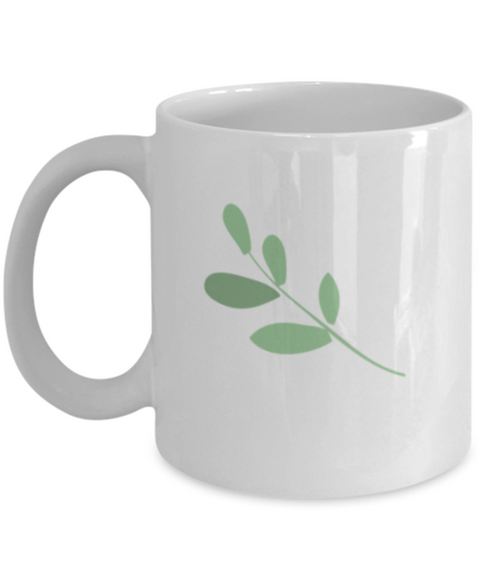 Sprig Smooth 8 Coffee Mugs - Funny Coffee Mugs - Porcelain White coffee mugs 11 oz