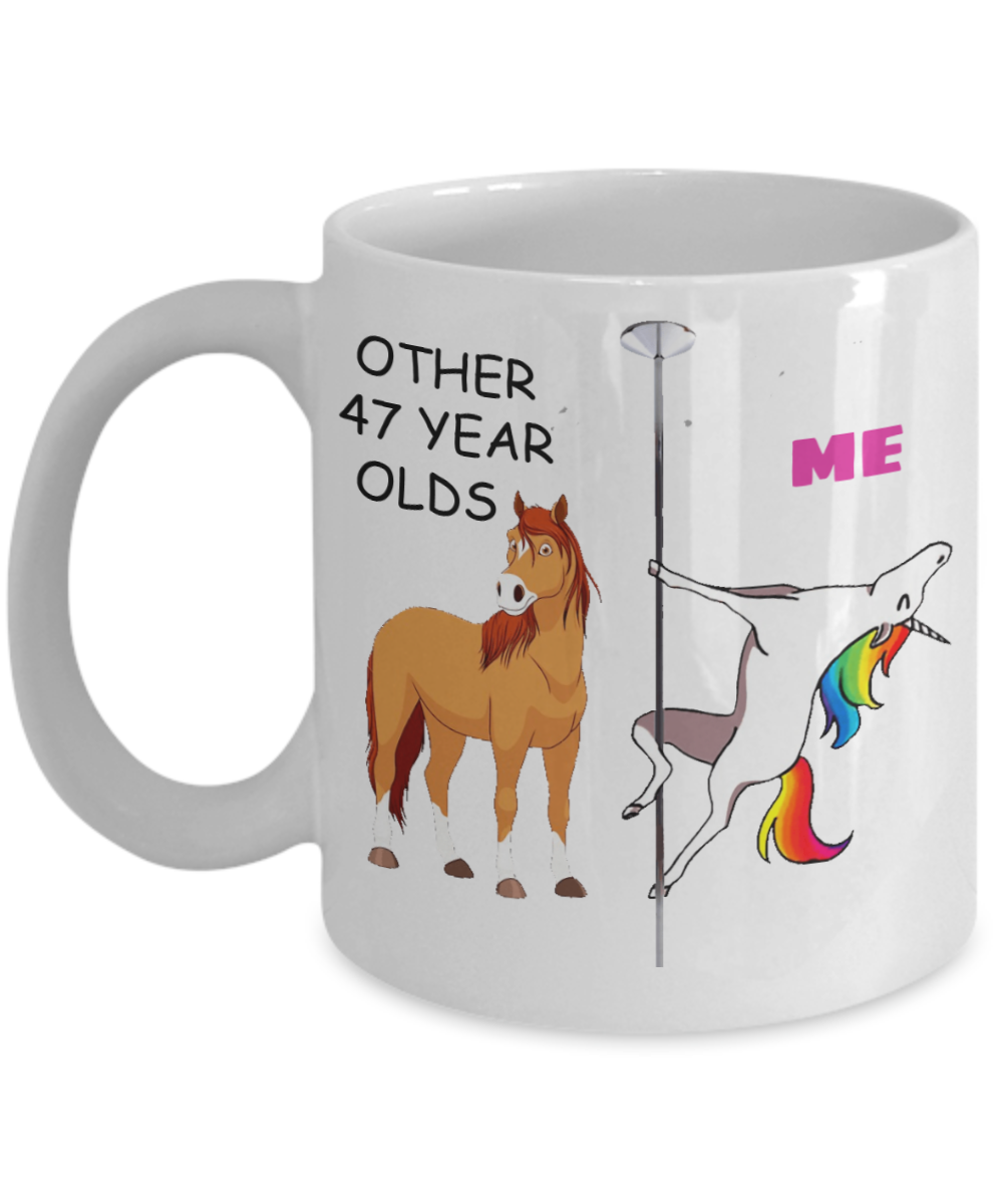 47th Birthday Gift for Women - Other 47 Year Olds Me Unicorn Coffee Mug - Funny White Porcelain Coffee 11 oz for Grandma, Mom, Sister, Best Friend, Women, Her - Born In 1973
