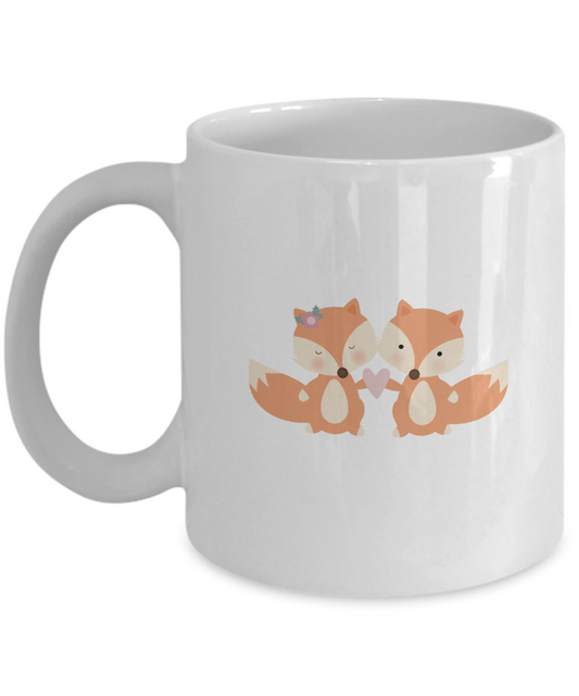 Fox Love white mugs - Funny Christmas Gifts - Funny Valentines White coffee mugs 11 oz