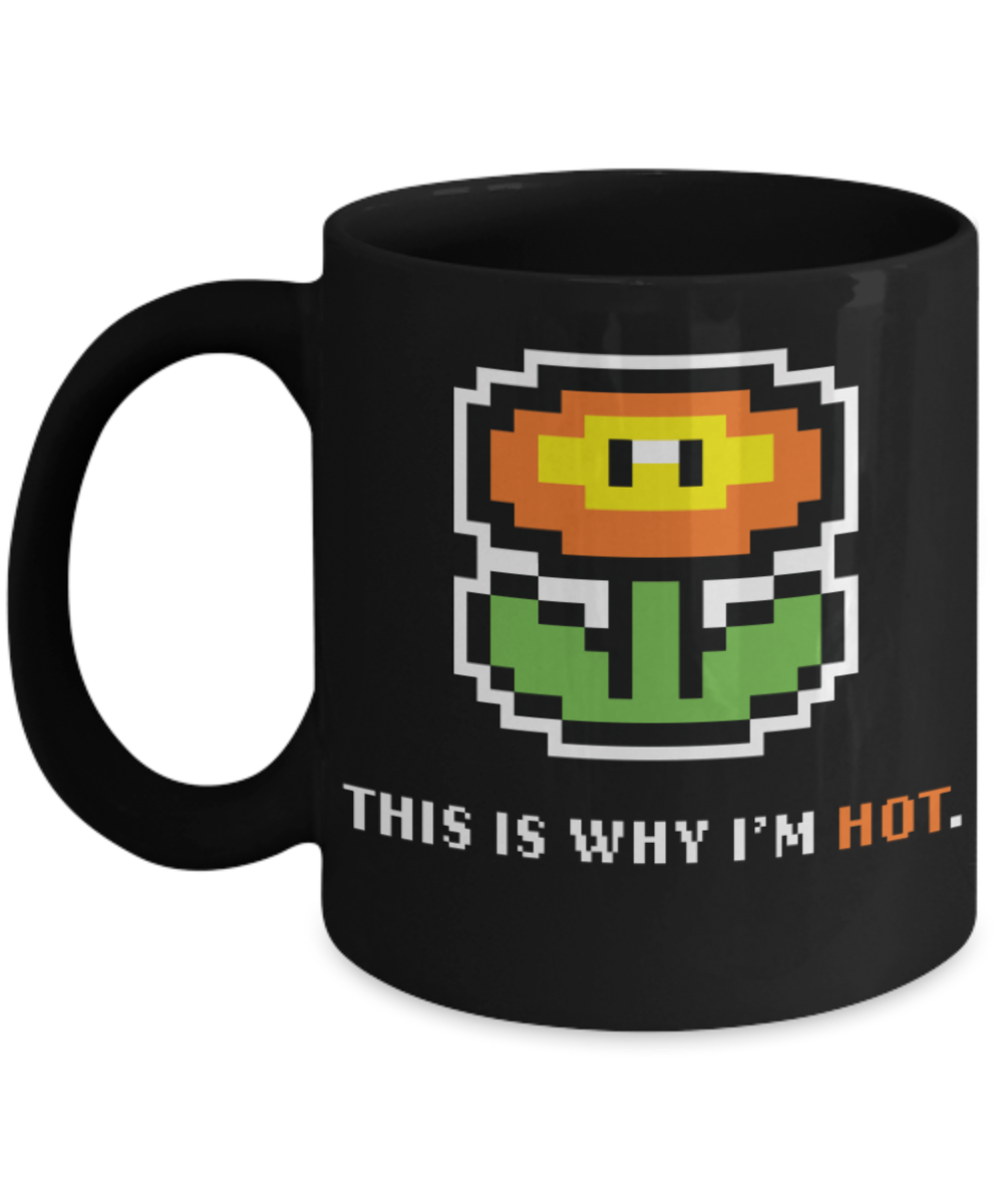 Games Lovers mugs, This is why Im Hot - Black Coffee Mug Porcelain Tea Cup 11 oz - Great Gift