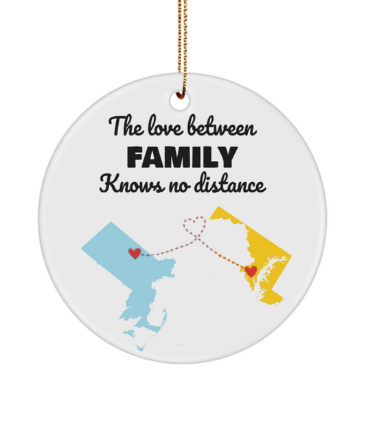 Maryland and Massachusetts State Ornament-State Christmas Ornament - State Gifts - Moving Away Ornament - Christmas Gifts - Long Distance State  Ornament