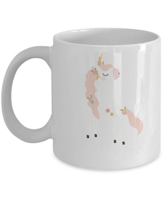 Floral lovely unicorn white mugs - Funny Christmas Gifts - Porcelain White coffee mugs 11 oz
