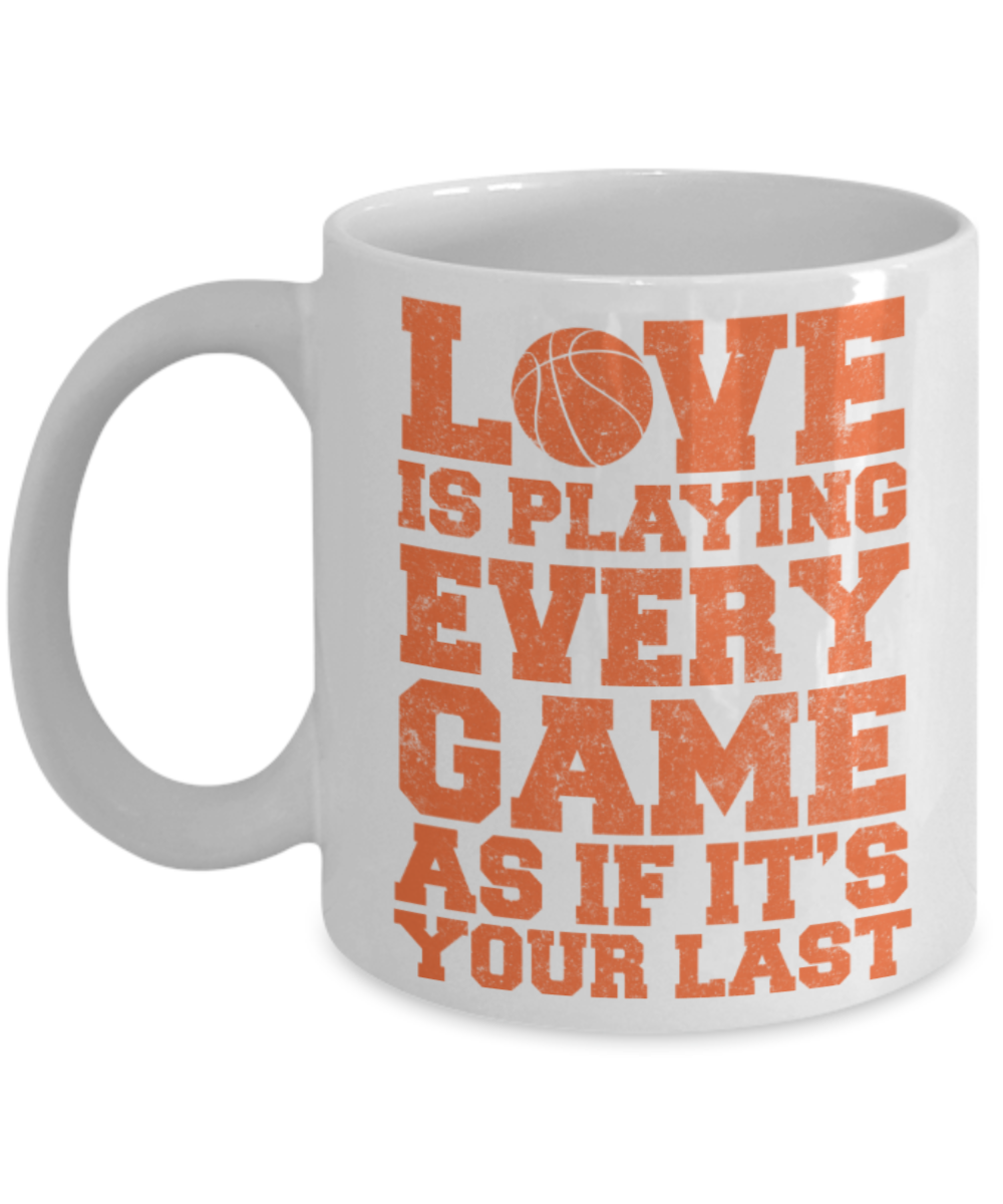 Game lovers mugs, Love is playing every game as if it's your last - Funny Black Porcelain Coffee 11 oz