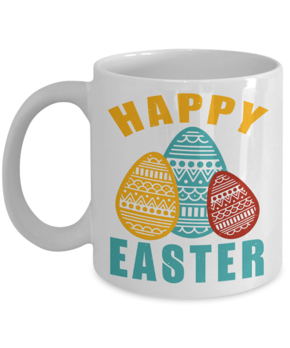 Personal creations gifts easter mugs - Happy Easter - White Porcelain Coffee Mug Cute Ceramic Cup 11 oz