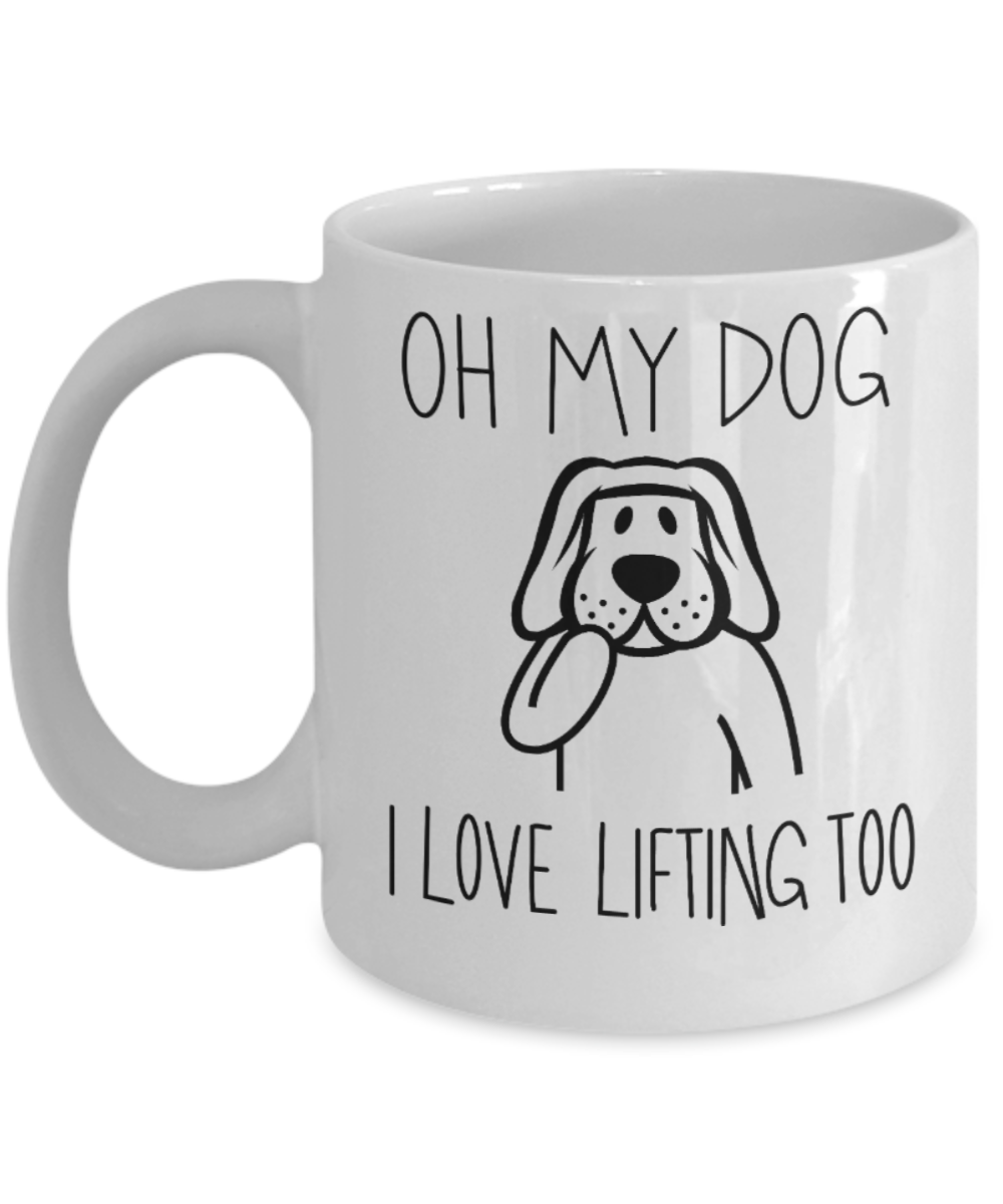 Gift gor dog lovers , Dog love lifting - White Coffee Mug Porcelain Tea Cup 11 oz - Great Gift