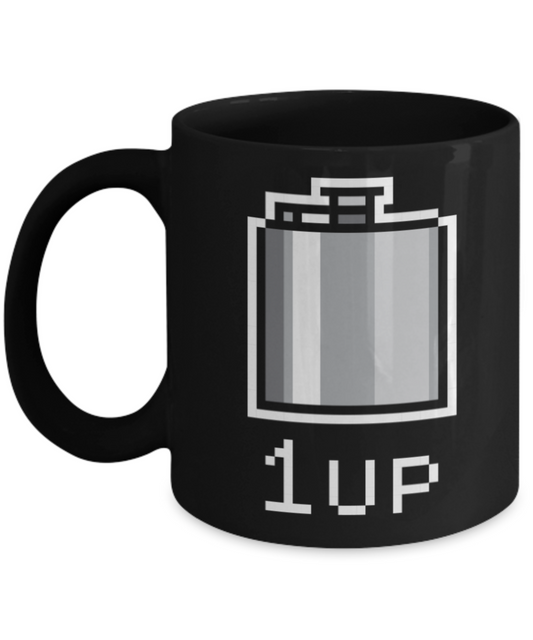 Pop culture lovers mugs , Flask - Black Coffee Mug Porcelain Tea Cup 11 oz - Great Gift