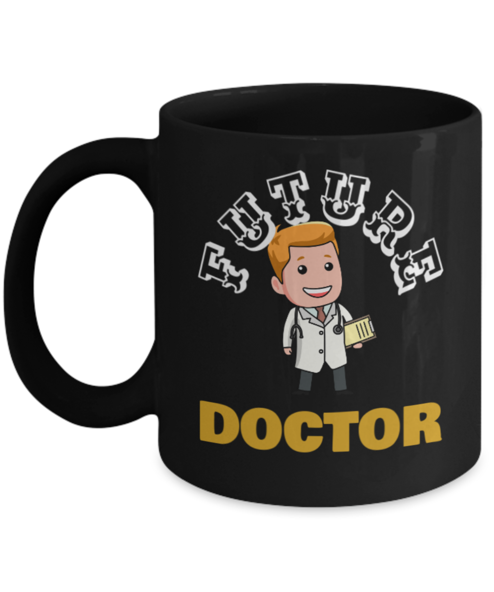 Future Doctor Mug - Black Porcelain Coffee Cup,Premium 11 oz White coffee cup