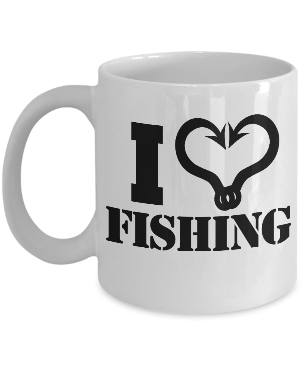 Fisherman Love Custom Gift Coffee mug, I Love Fishing-White Porcelain Coffee Mug 11 oz