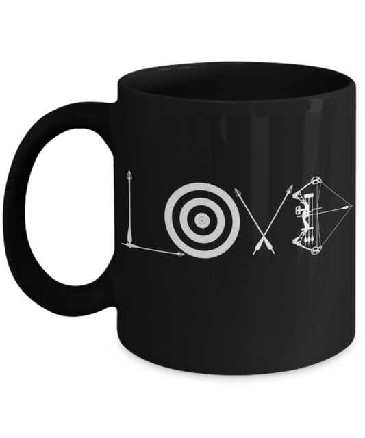 Bow and Arrow Lovers Mugs , Bow and Arrow Love - Black Coffee Mug Porcelain Tea Cup 11 oz - Great Gift