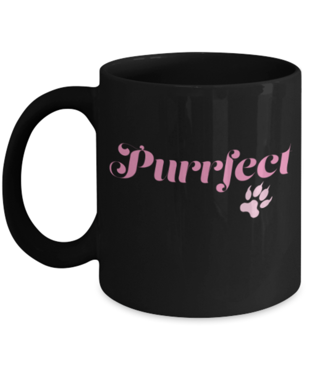 Gift gor dog lovers , Purfeet - Black Coffee Mug Porcelain Tea Cup 11 oz - Great Gift