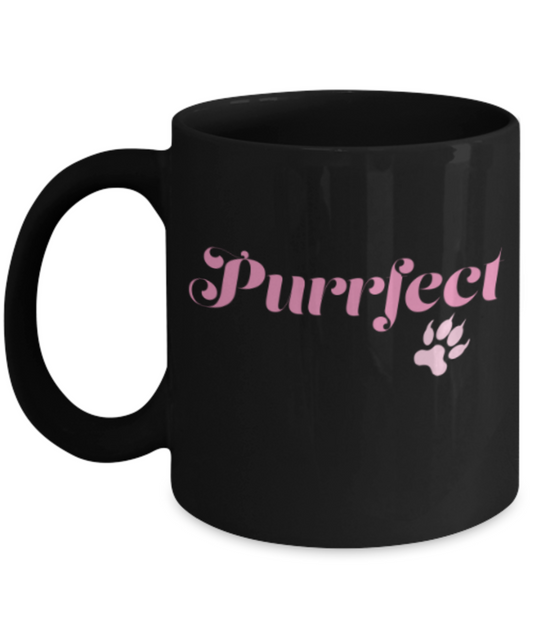 Gift gor dog lovers , Purfeet - Black Coffee Mug Porcelain Tea Cup 11 oz - Great Gift