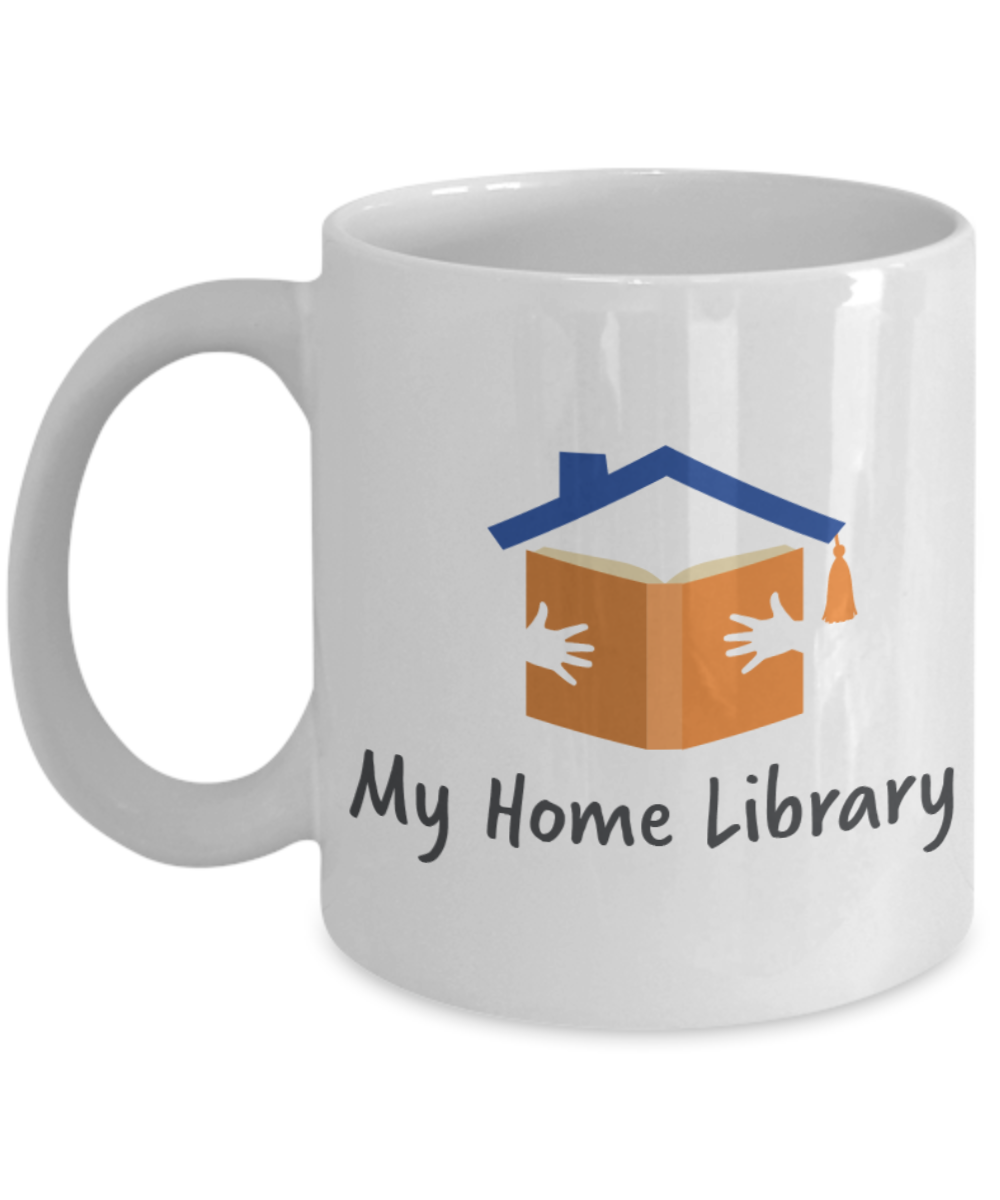 My Home Library Coffee Mug- White Porcelain Coffee Cup,Premium 11 oz White coffee cup