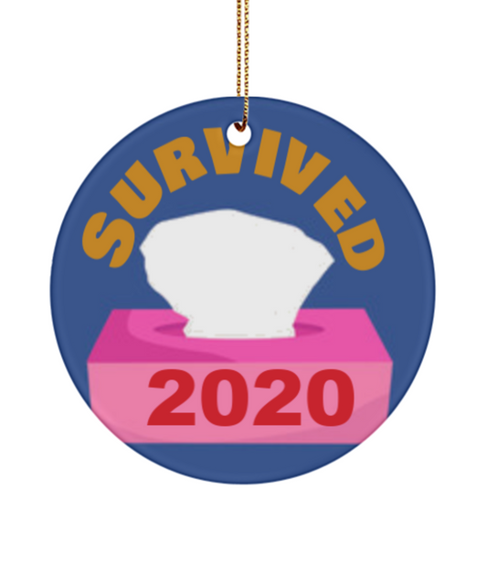 We survived ornament. Tissue ornament. Corona virus ornament. Covid ornament. 2020 ornament. We survived 2020. Tissue. Quarantine ornament.