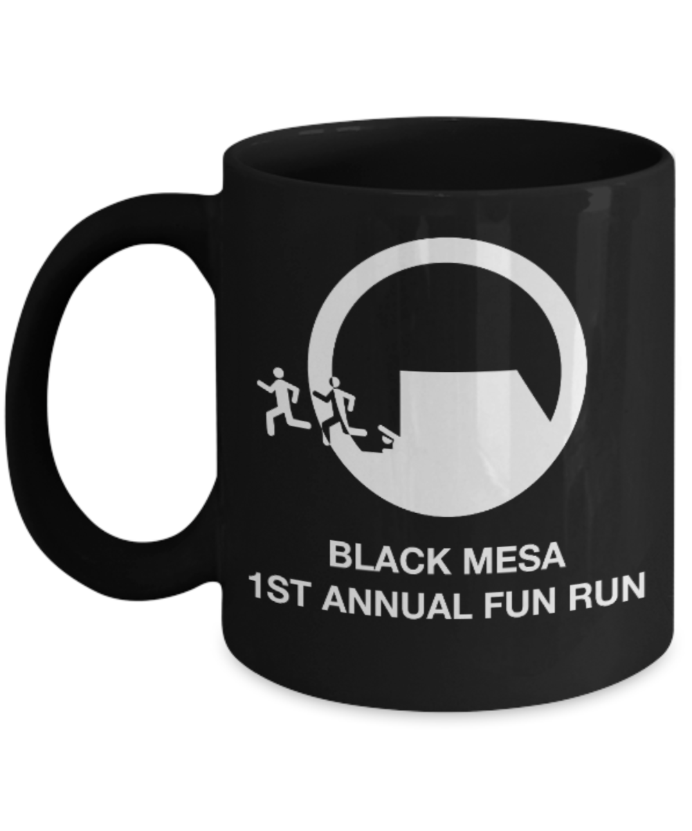 Black Mesa 1st Annual Fun Run Black Coffee Mug - Porcelain Tea Cup - 11 oz - Great Gift