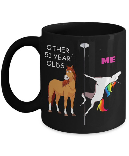 51st Birthday Gift for Women - Other 51 Year Olds Me Unicorn Coffee Mug - Black Porcelain Coffee 11 oz for Grandma, Mom, Sister, Best Friend, Women, Her - Born In 1969