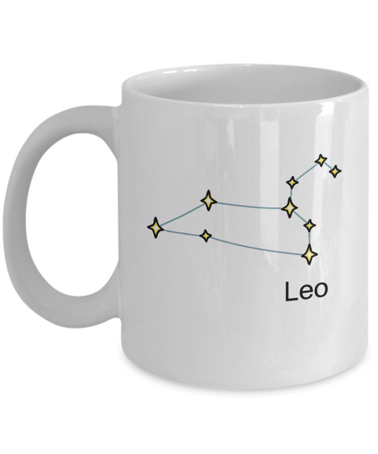 Leo Zodiac Name Constellation Coffee Mug White Unique Large White coffee mugs 11 oz