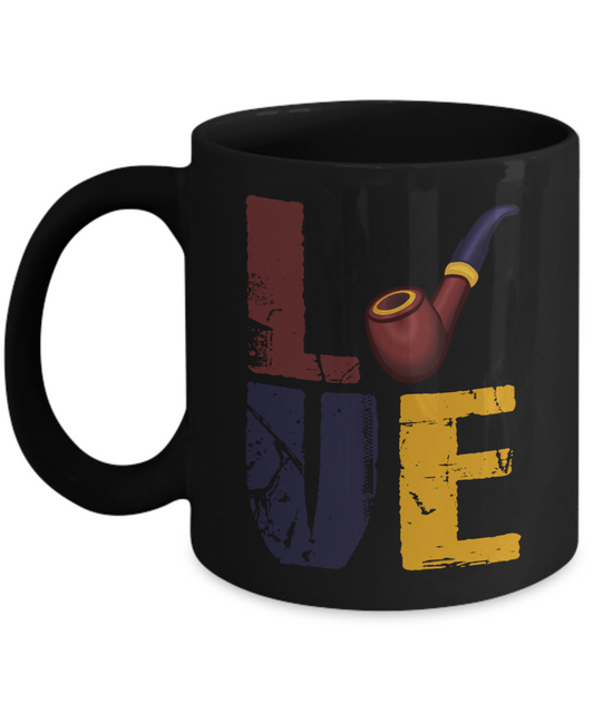 I Smoke Cigar Coffee mug, Love Cigar-Black Porcelain Coffee Mug 11 oz for Husband, Dad, Boyfriend