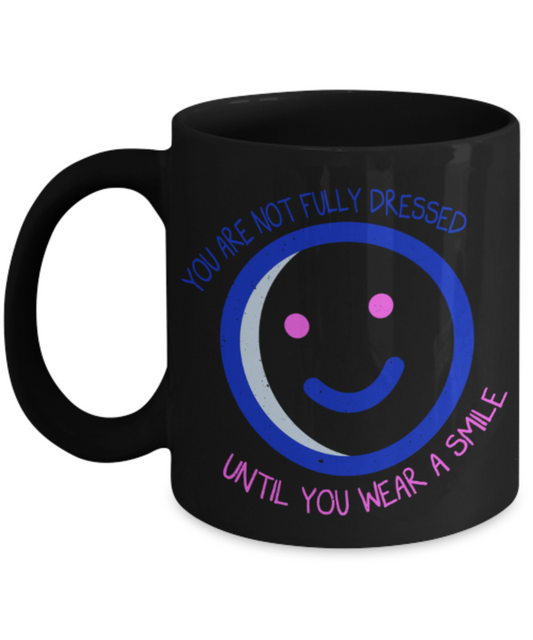 Smile Lovers Mugs, Every smile makes you a day younger - Funny Black Porcelain Coffee 11 oz