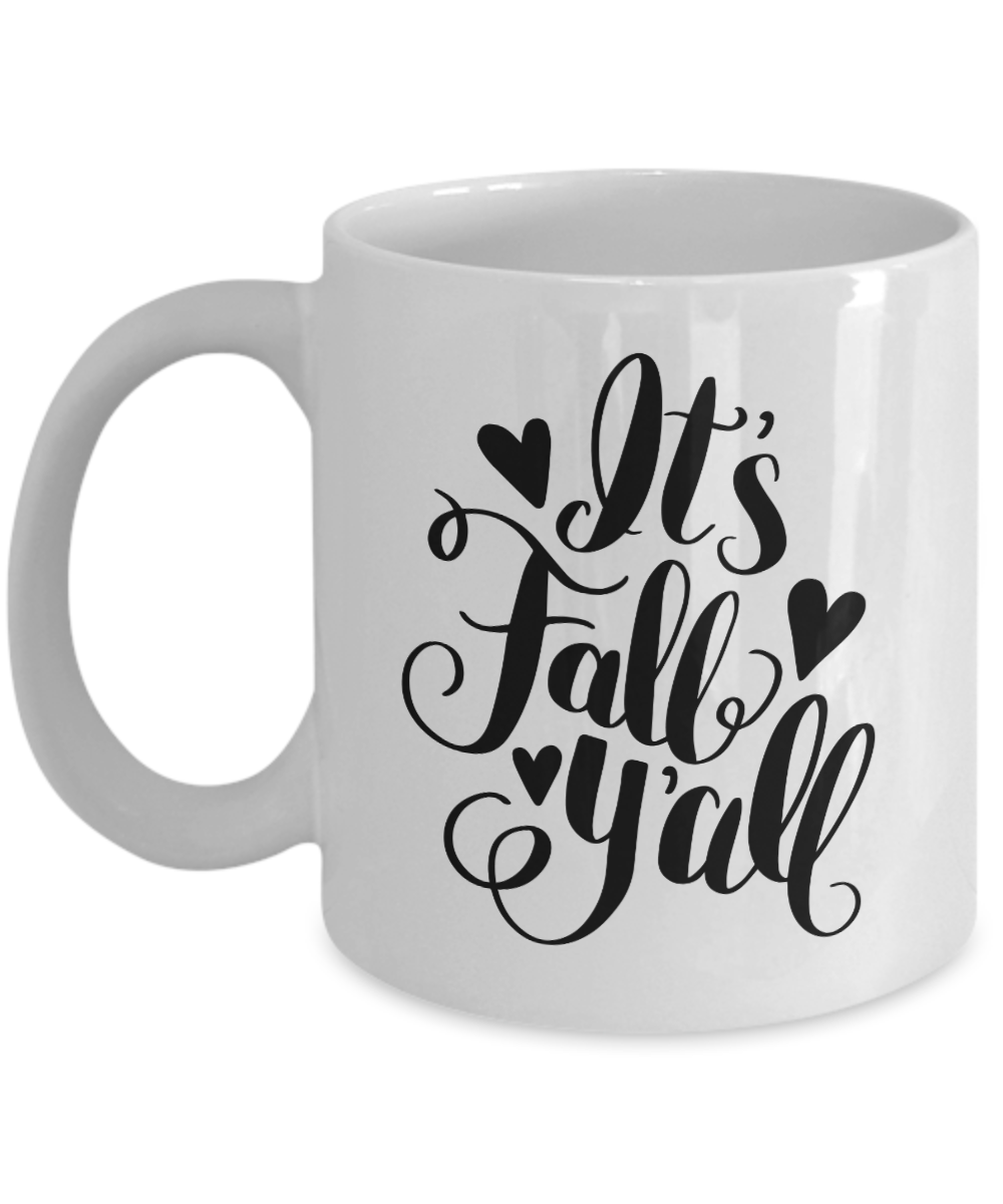 It's Fall y'all Coffee Mug - White Porcelain Coffee Cup,Premium 11 oz White coffee