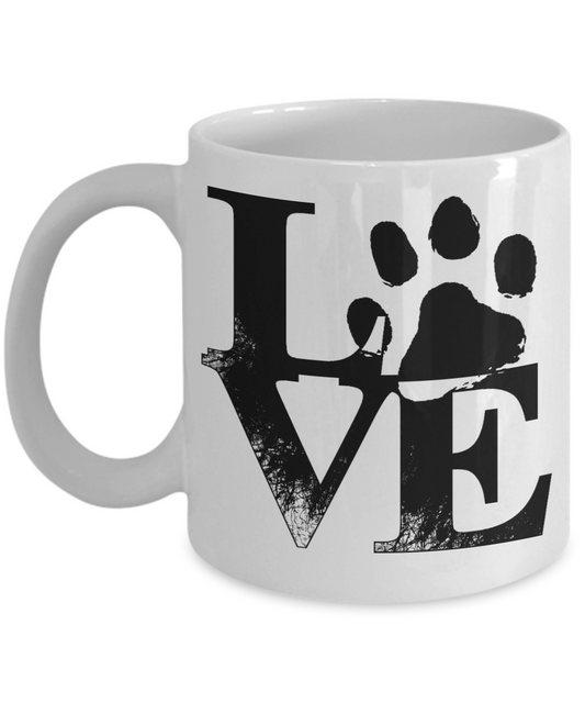Personalized Dog Lover Gift Coffee mug, I Love My Dog ,Paw Design-White Porcelain Coffee Mug 11 oz